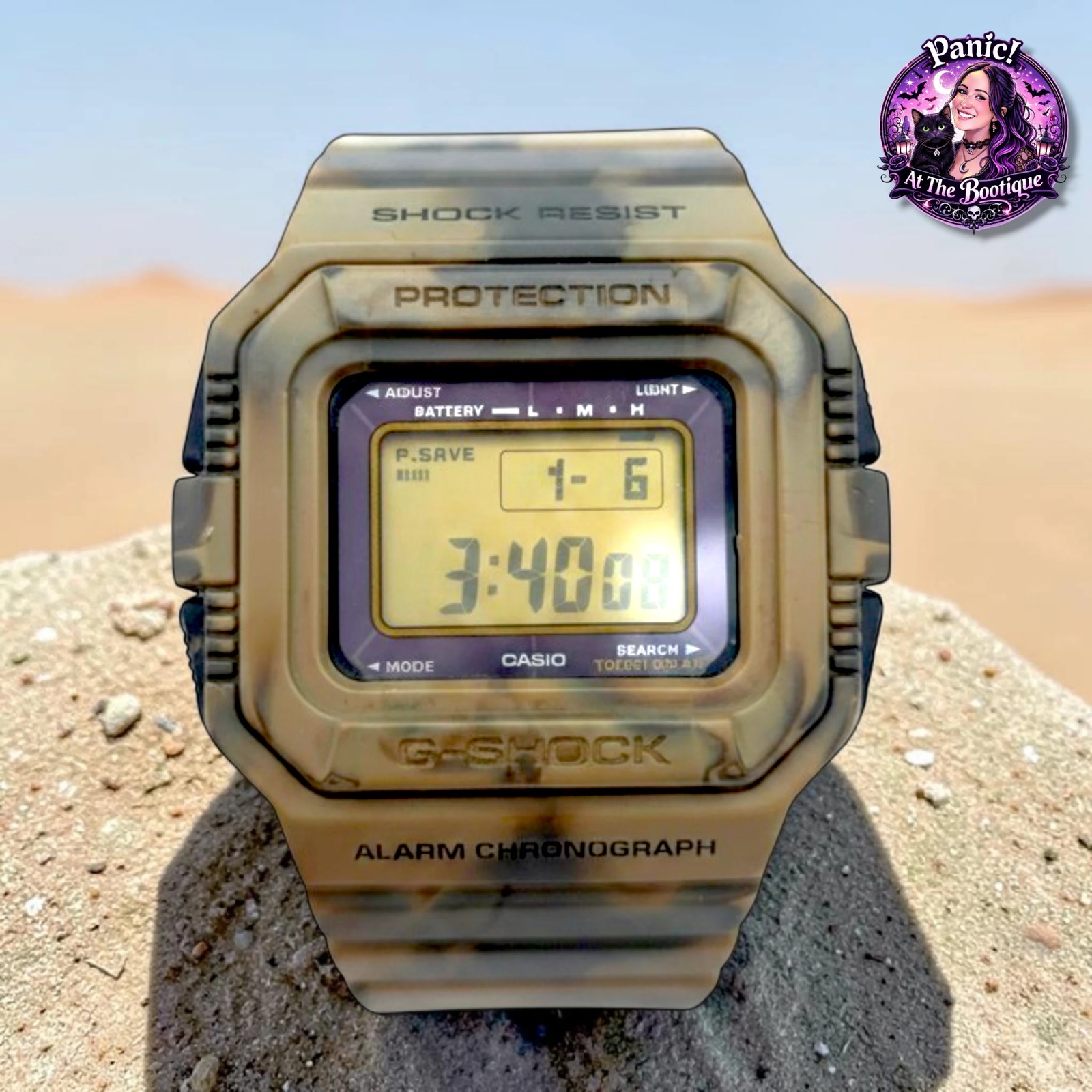 Casio G-Shock Watch Mens Desert Camo Military Solar Digital Vintage New Battery